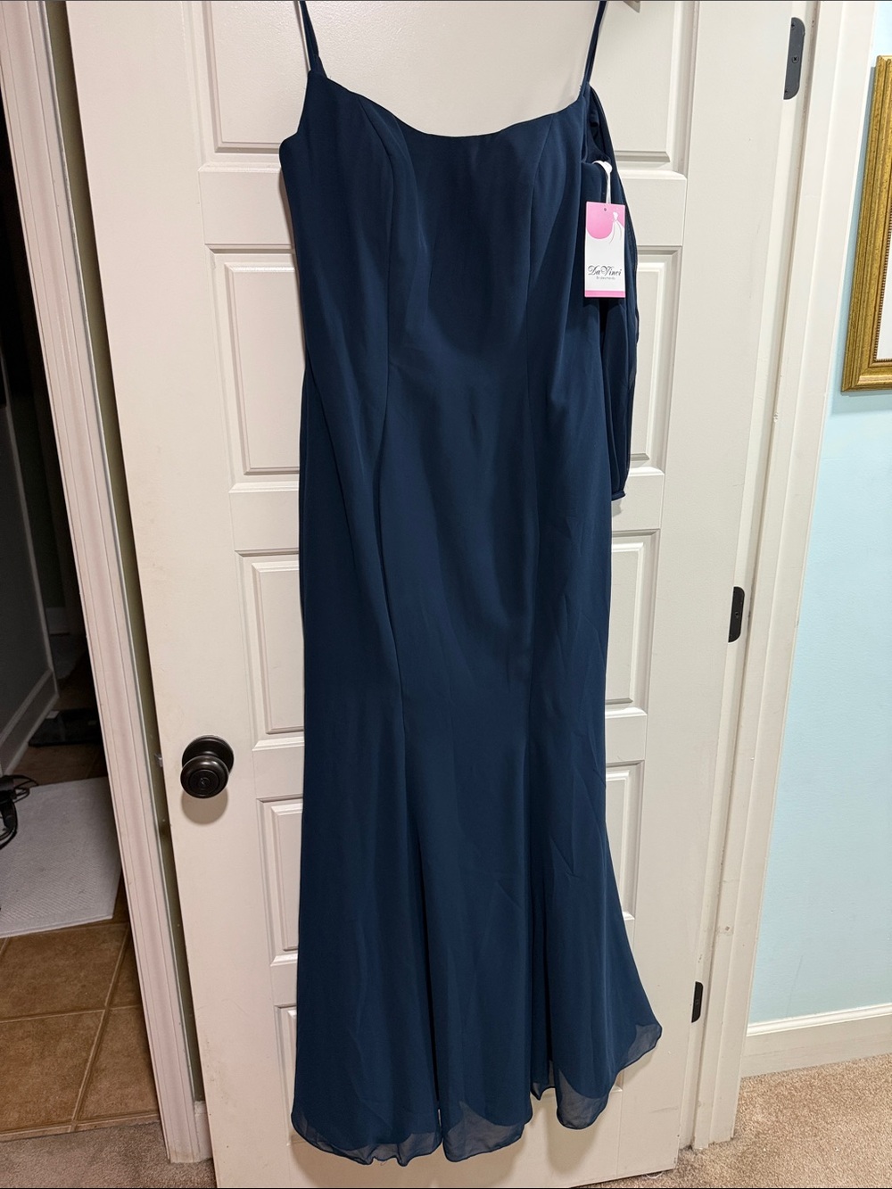 DaVinci Navy Maxi Slip Dress with Spaghetti Straps